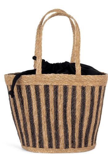 Image produit Sac panier rayé en jonc de mer