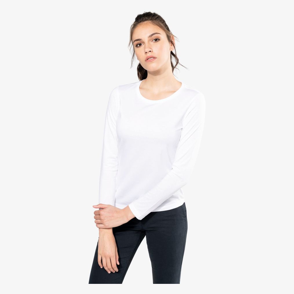 T-shirt col rond manches longues femme