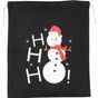Kimood Sac coton à cordon motif bonhomme de neige noir