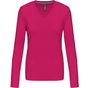 kariban T-shirt col V manches longues femme fuchsia