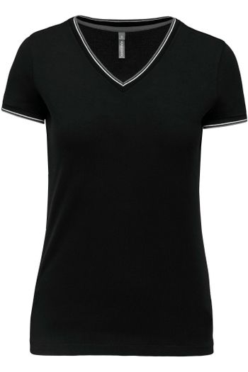 Image produit T-shirt maille piquée col V femme