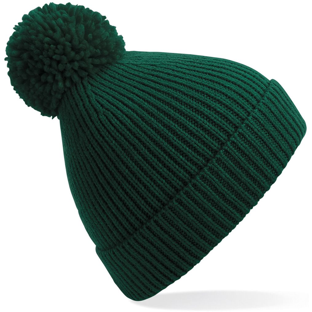 Bonnet à pompon en maille côtelée à pinces invisibles Beechfield