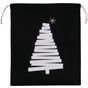 Kimood Sac coton à cordon motif sapin noir
