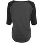 Build Your Brand Ladies 3/4 Contrast Raglan Tee charcoal/black