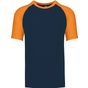 Kariban Baseball - T-shirt bicolore manches courtes navy/orange