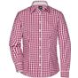 James&Nicholson Ladies´ Checked Blouse bordeaux/white