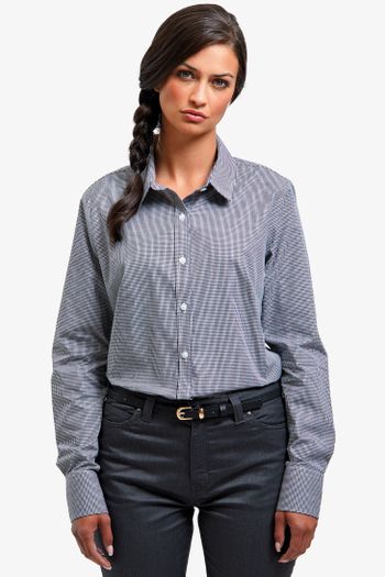 Image produit Chemise à micro-carreaux vichy et manches longues pour femme