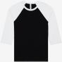Bella Unisex 3/4 sleeve baseball tee black/white