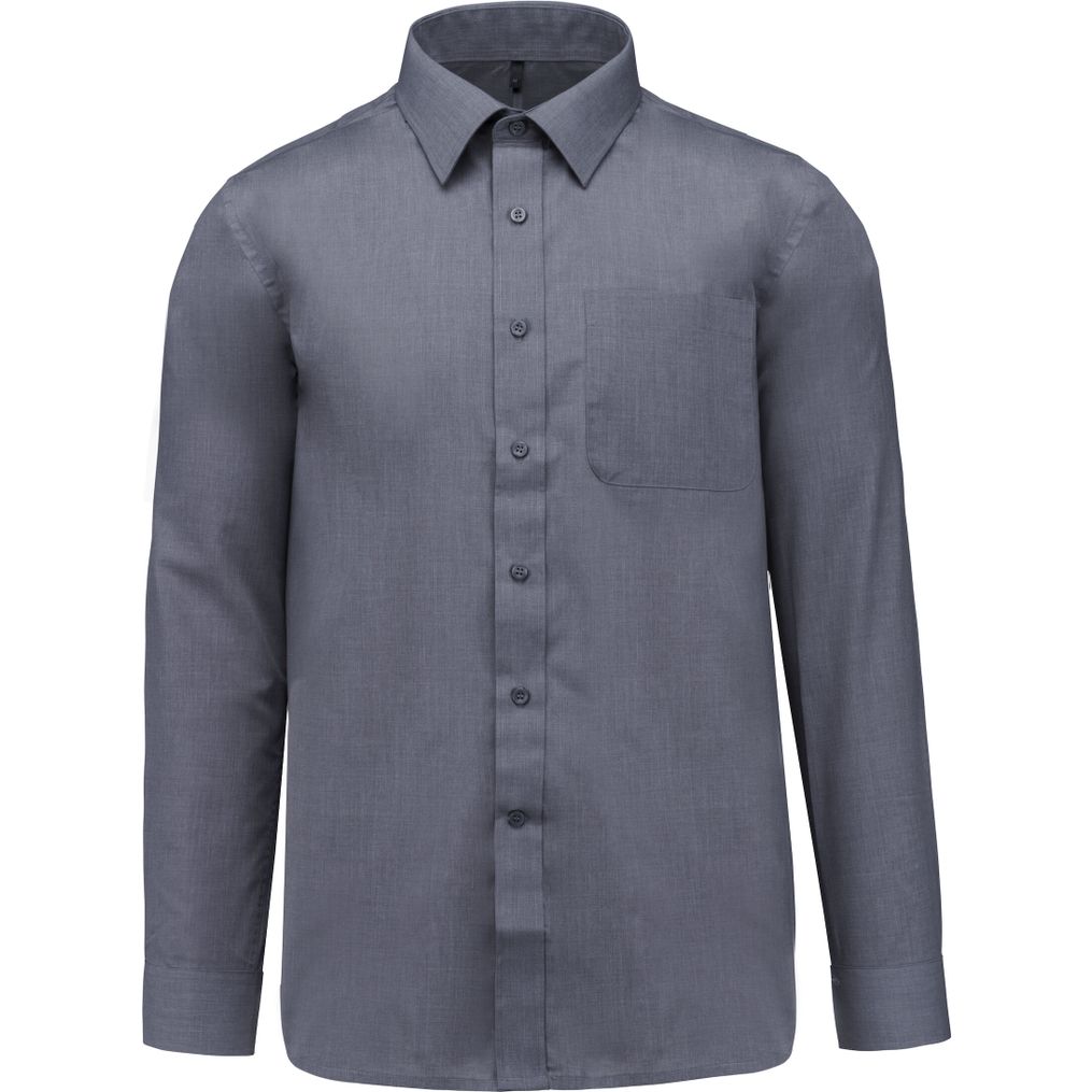 Chemise Manches Longues Kariban JOFREY - Popeline Polycoton - Col Baleiné - Pochette Poitrine - Pour Bureau