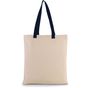 Kimood Sac shopping plat en toile avec poignées contrastées natural/navy