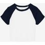 Bella Women's micro rib raglan baby tee white/navy