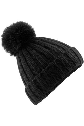 Image produit Bonnet à pompon en maille épaisse et fourrure Verbier