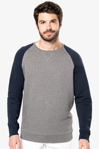 Image produit Sweat-shirt BIO bicolore col rond manches raglan homme