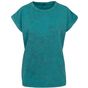 Build Your Brand Ladies Acid Washed Extended Shoulder Tee teal_black