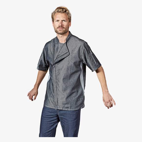 Veste de cuisinier à manches courtes et à fermeture zippée Premier