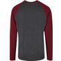 Build Your Brand Basic Contrast Raglan Longsleeve charcoal/cherry