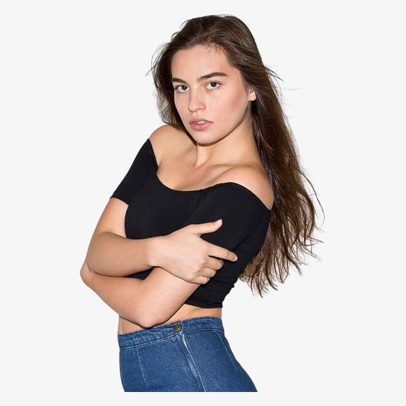 Cotton Spandex off-shoulder crop top American apparel
