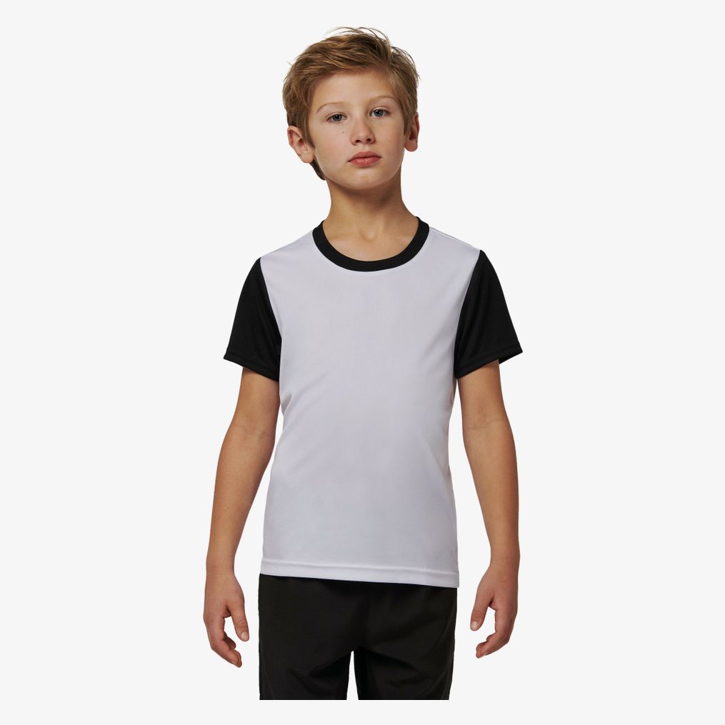 tee-shirt garcon bicolore a manches courtes blanc tee-shirts