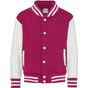 AWDis Just Hoods Kid's Varsity Jacket hot_pink/white