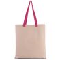Kimood Sac shopping plat en toile avec poignées contrastées natural/magenta