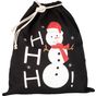 Kimood Sac coton à cordon motif bonhomme de neige noir
