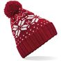 Beechfield Bonnet Fair Isle snowstar® rouge classique/blanc