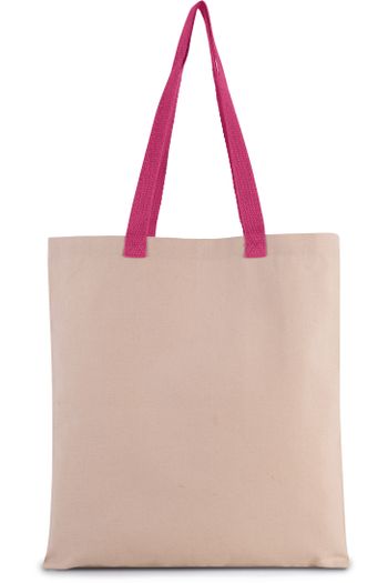 Image produit Sac shopping plat en toile avec poignées contrastées