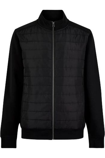 Quilted Full Zip Sweatshirt Regular Fit - Black