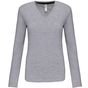 Kariban T-shirt col V manches longues femme - oxford_grey - L