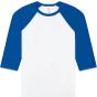 Bella Unisex 3/4 sleeve baseball tee white/true_royal