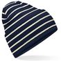 Beechfield Bonnet Original à rayures et à revers french_navy/soft_white