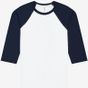 Bella Unisex 3/4 sleeve baseball tee white/navy