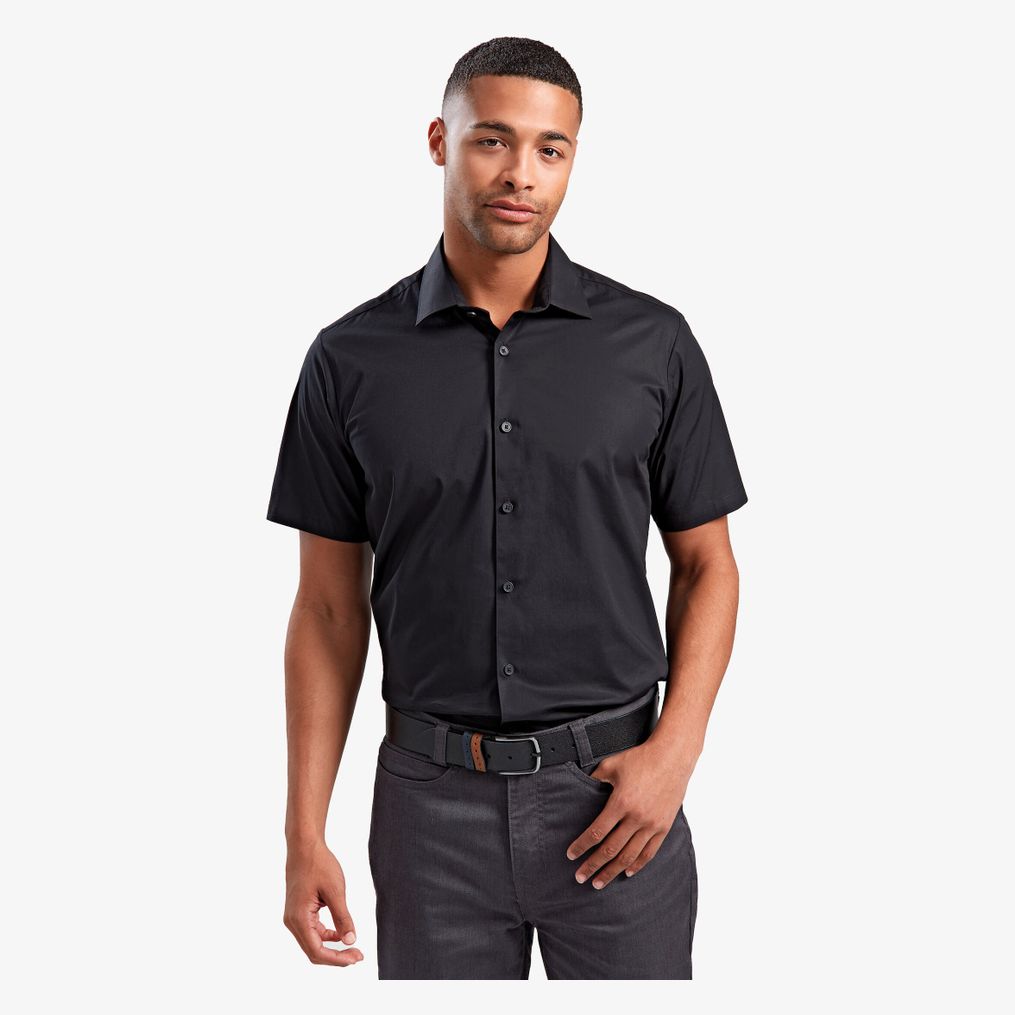 Chemise en popeline stretch à manches courtes pour homme Premier