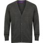 Henbury Men's v-neck button cardigan grey_marl