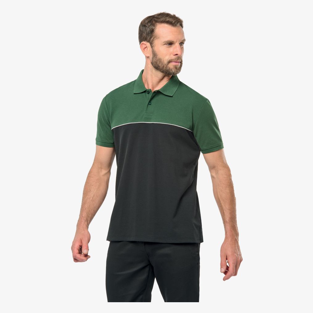 Polo bicolore écoresponsable manches courtes unisexe WK Designed To Work
