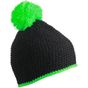 Myrtle Beach Pompon Hat with Contrast Stripe black/neon_green