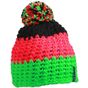 Myrtle Beach Crocheted Cap with Pompon aqua/lime_green/white
