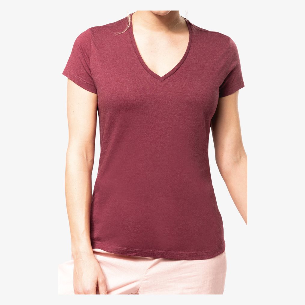 T-shirt coton bio col V femme Kariban