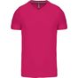 Kariban T-shirt col V manches courtes fuchsia