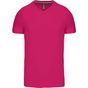 kariban T-shirt col V manches courtes fuchsia