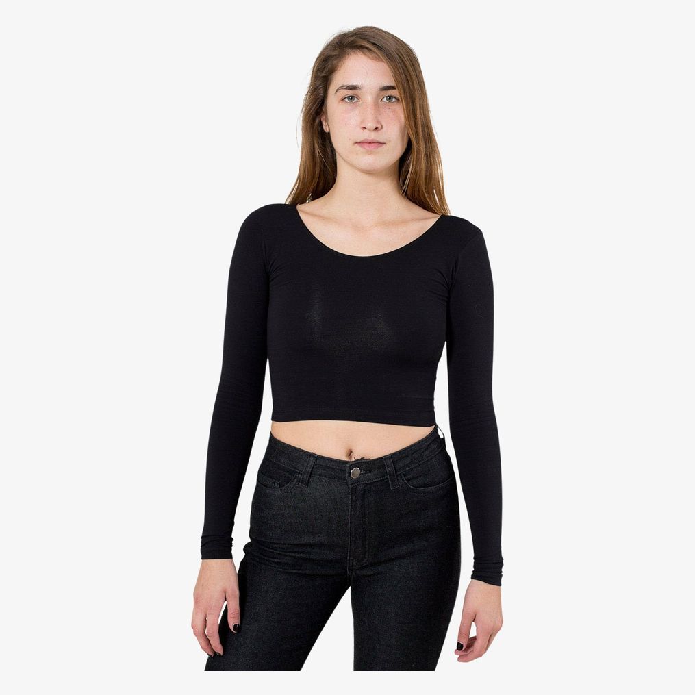 Long sleeve cotton Spandex jersey crop top  American apparel