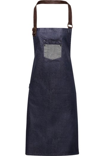 Image produit Tablier à bavette "Division" denim effet ciré et simili cuir