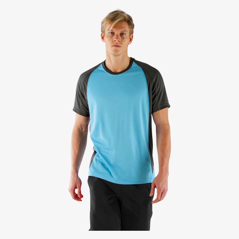 T-SHIRT HOMME BICOLORE MANCHES COURTES COL ROND KARIBAN SPORT Kariban