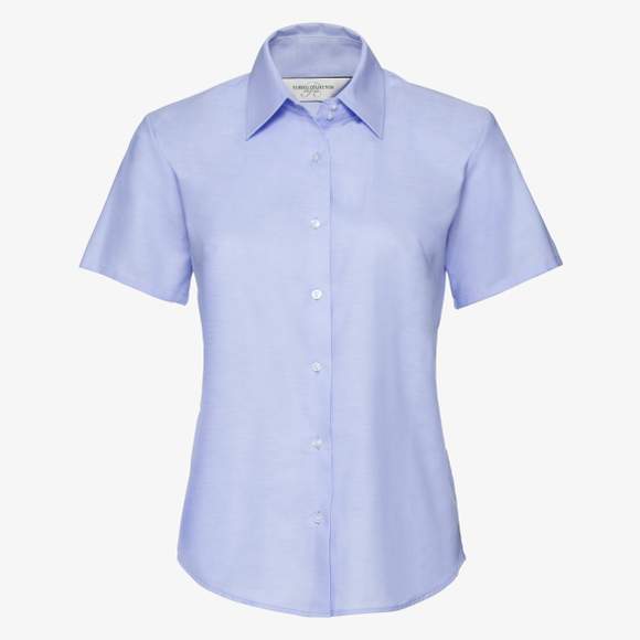 Ladies’ short sleeve tailored oxford shirt Russell Collection