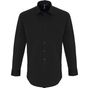 Premier Chemise en popeline stretch à manches longues pour homme black