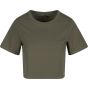 New Morning Studios Ladies cropped tee olive