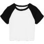 Bella Women's micro rib raglan baby tee white/black