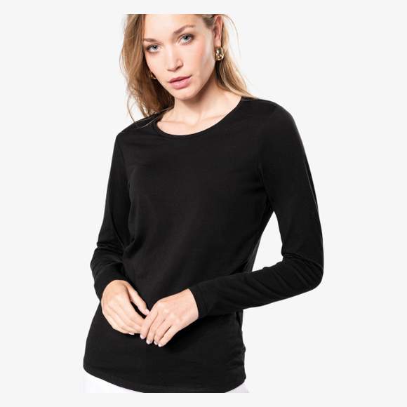 K3017 T shirt col rond manches longues femme