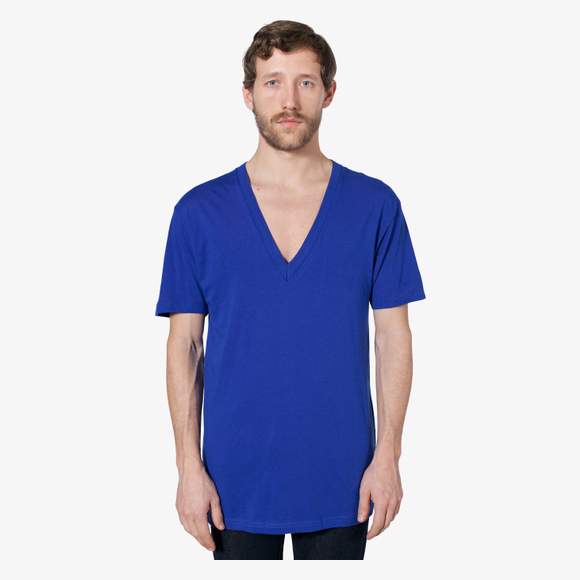 Unisex sheer jersey short sleeve deep v-neck  American apparel
