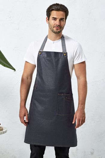 Image produit Tablier à bavette "District" en denim effet ciré 